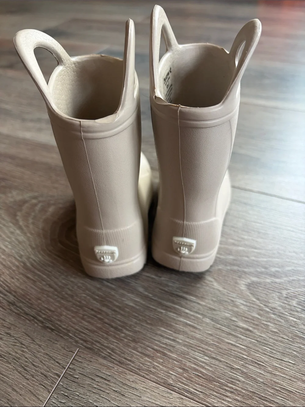 BearPaw Kids Cream Pull-On Rain Boots with Easy Handles